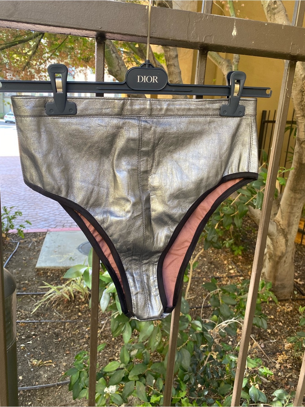 Vintage Bryan Hearns metallic silver calfskin micro shorts